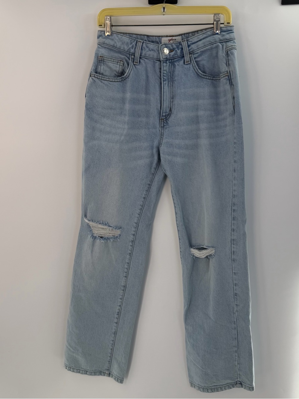 Cotton On Slim Straight Distressed Light Wash Jeans Size US 6